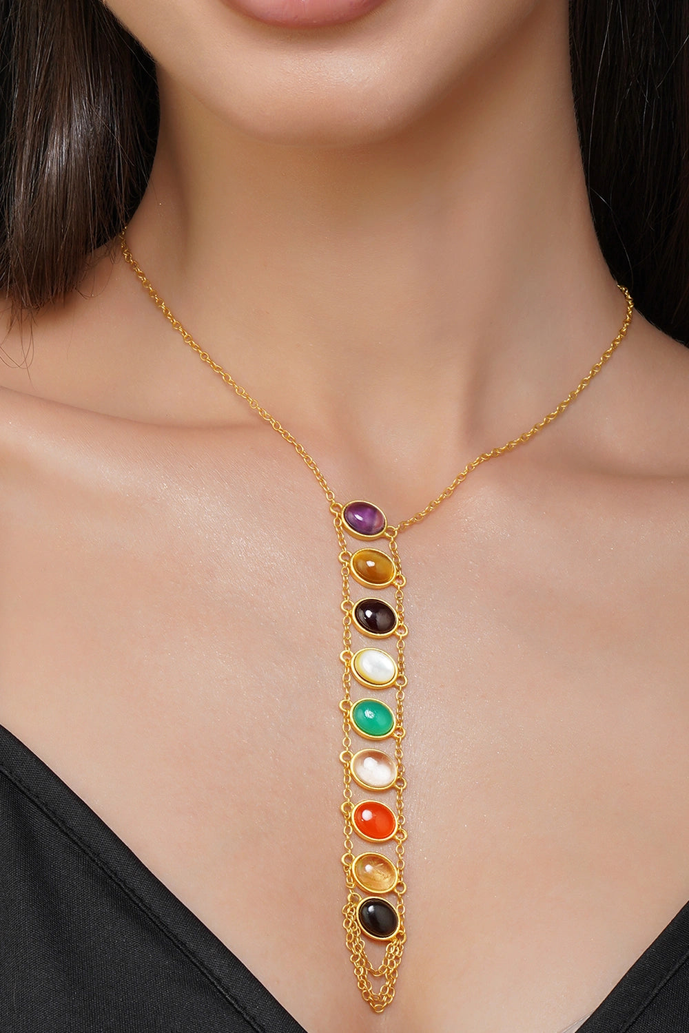 Power Within Navratan Lariat Necklace