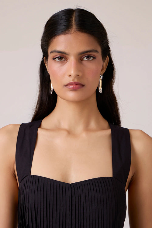 Erato Black Pleated Dress
