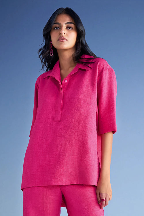 Linen-Textured High-Low Top