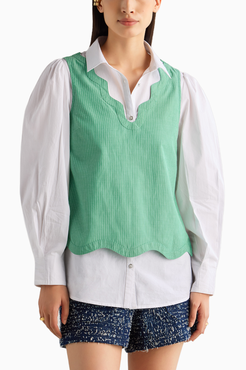 White & Green Stripe Shirt