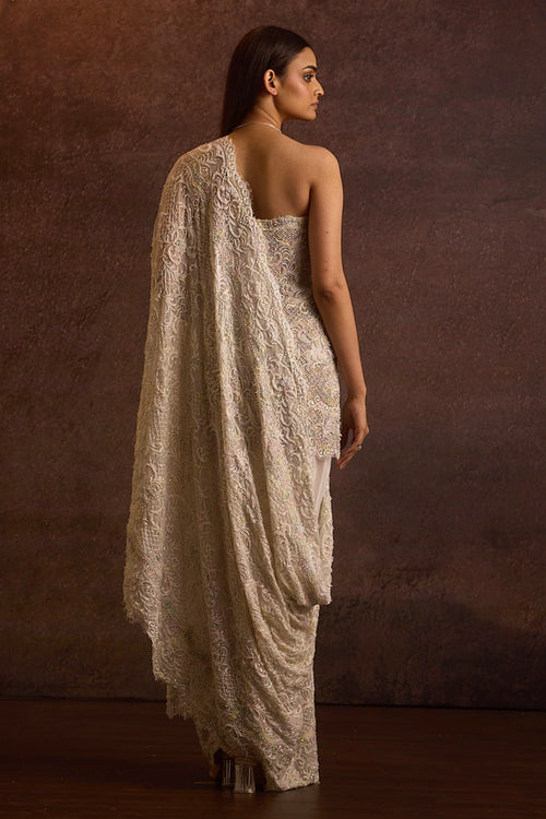 Viha Ivory Off-Shoulder Short Kurta Set