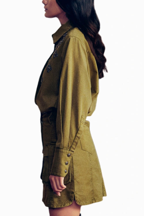 Washed Twill Cargo Skirt