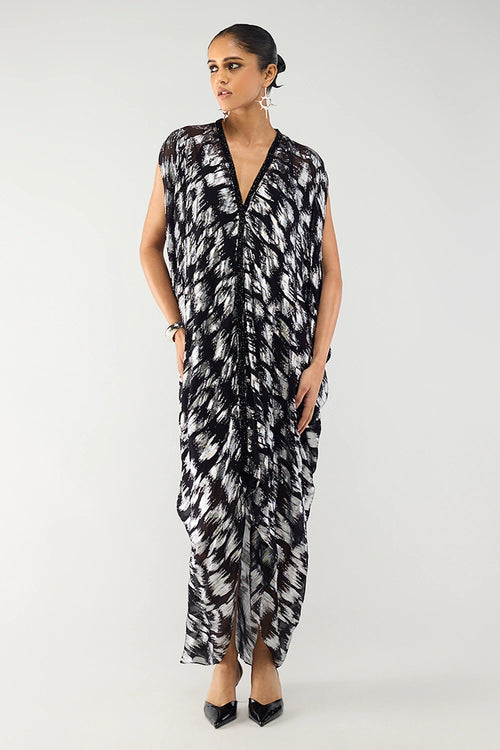 Black And Silver Kaftan Gown