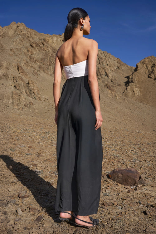 B/W Blocked Drape Gown