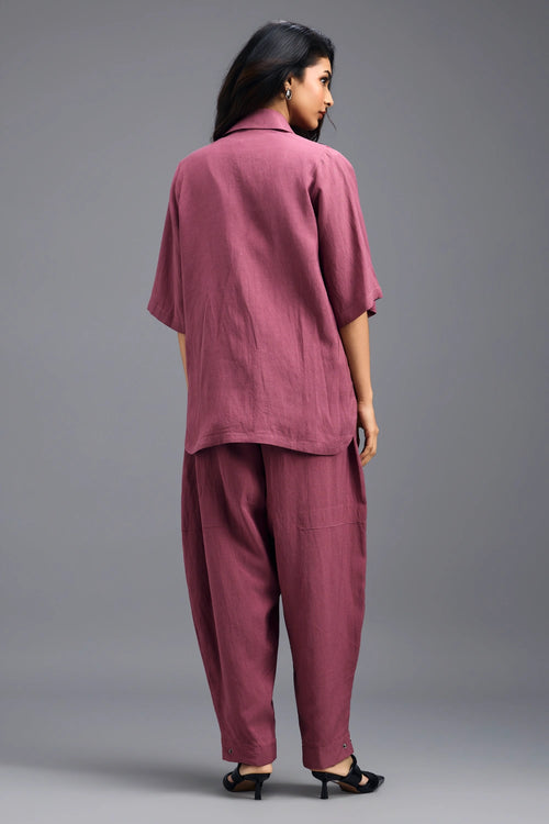Pink Tailored Linen Pants