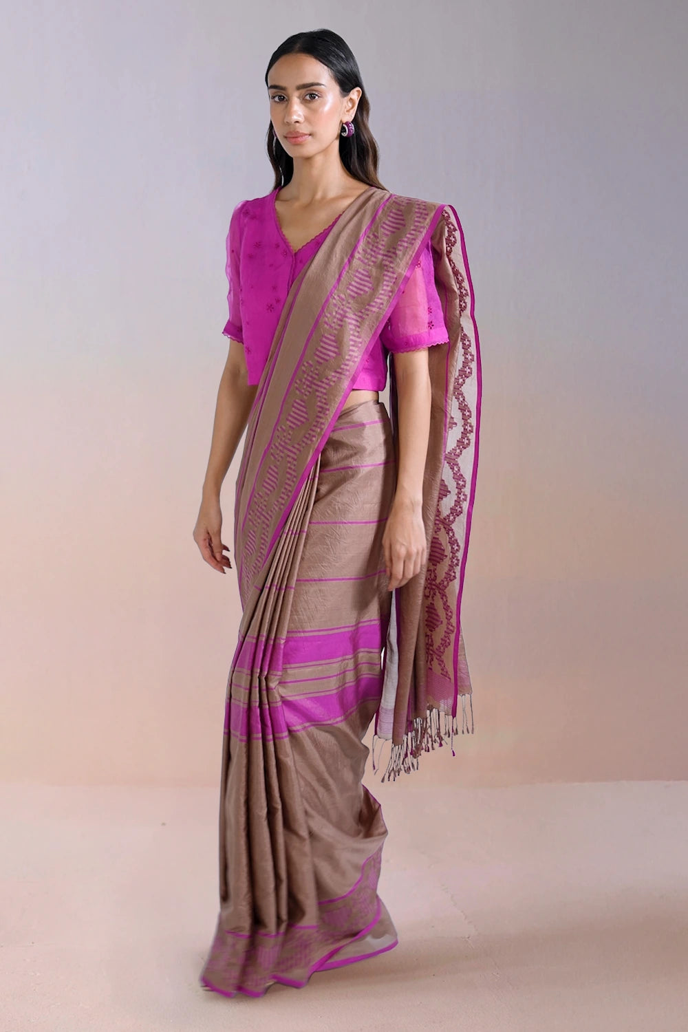 Blush Horizon Jamdani Saree