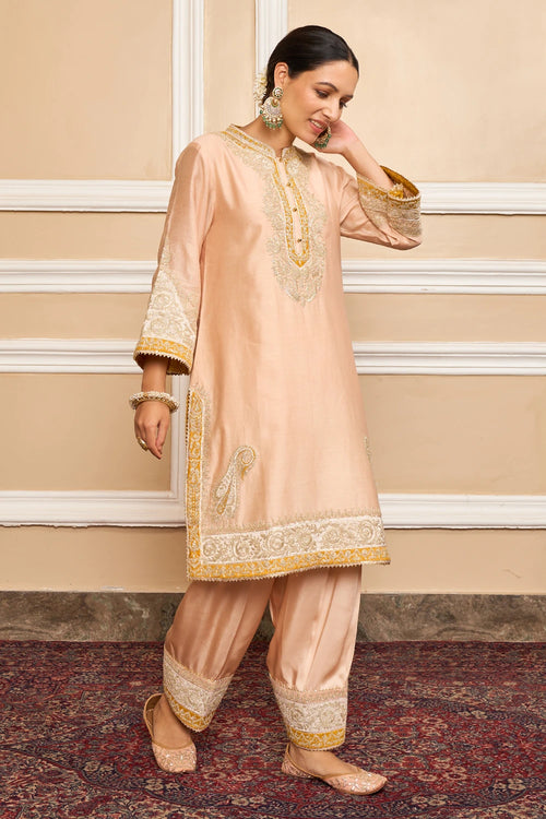 Sabaa Rosepink Straight Kurta with Salwar and Dupatta