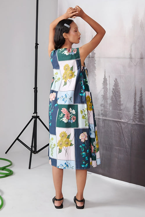 Flower Postal Half Sleeve Dress