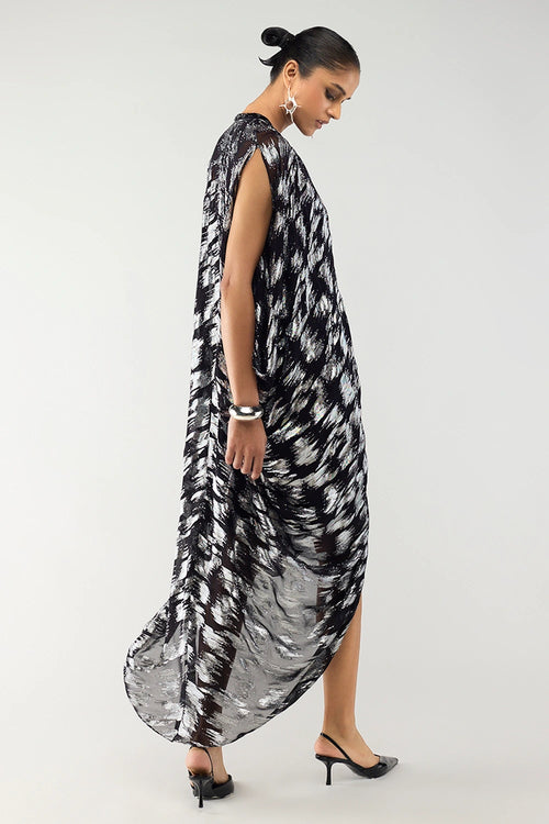 Black And Silver Kaftan Gown
