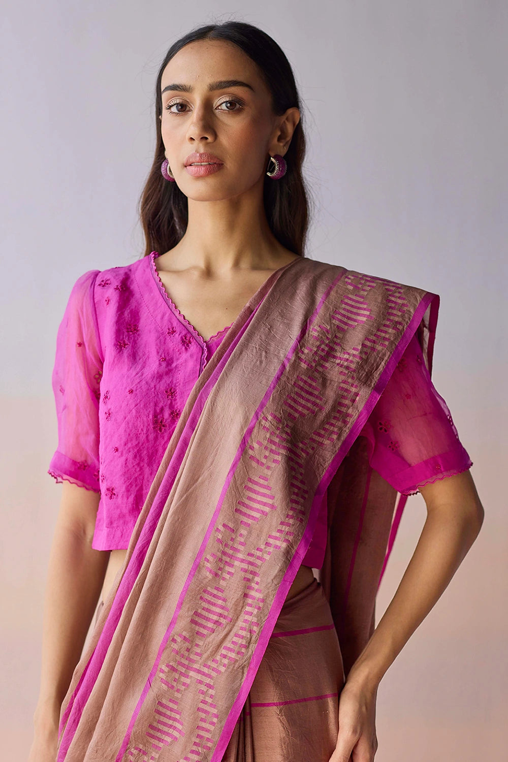 Blush Horizon Jamdani Saree