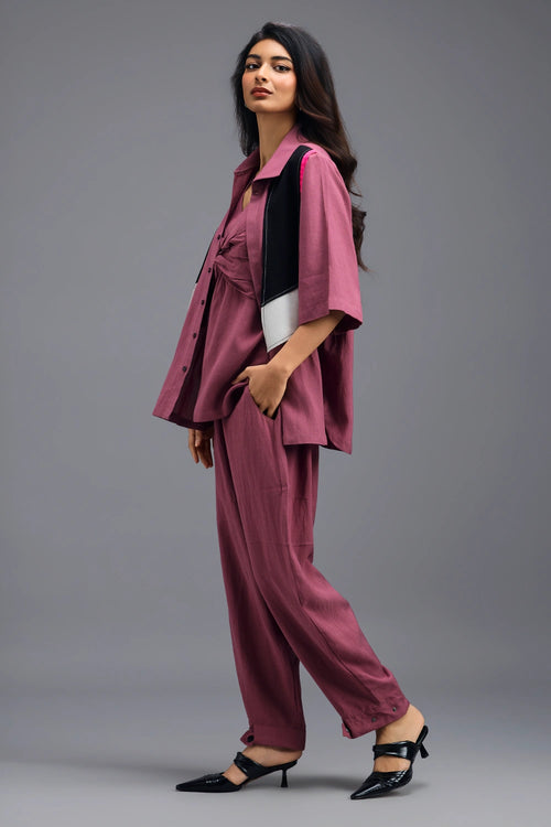 Pink Tailored Linen Pants