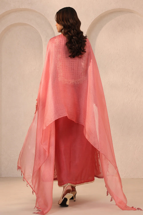Vaayu Pink Heavy Jaal Kurta Set