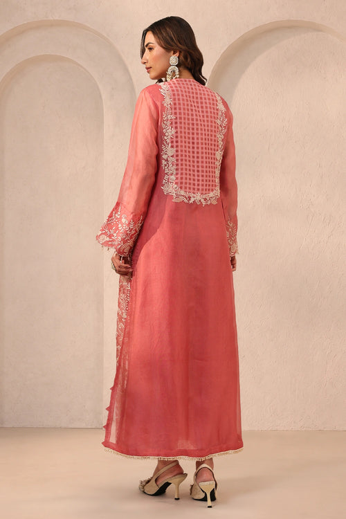 Vaayu Pink Heavy Jaal Kurta Set
