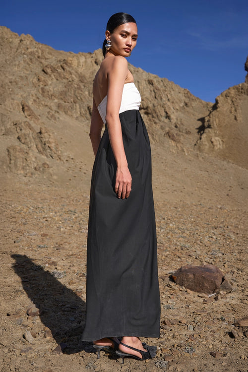 B/W Blocked Drape Gown
