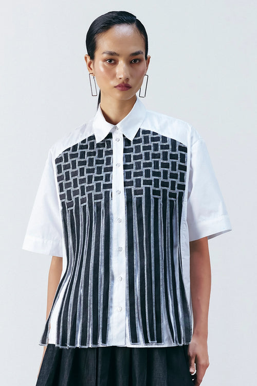 White Weave Work Boxy Shirt