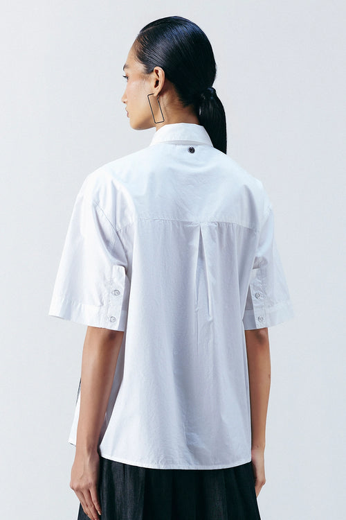 White Weave Work Boxy Shirt