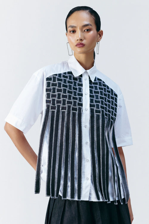 White Weave Work Boxy Shirt