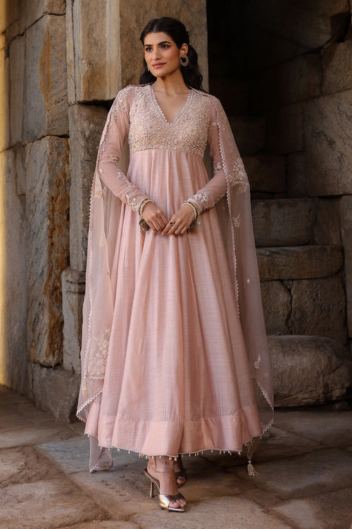 Vaayu Light Pink Applique Kalidar Set
