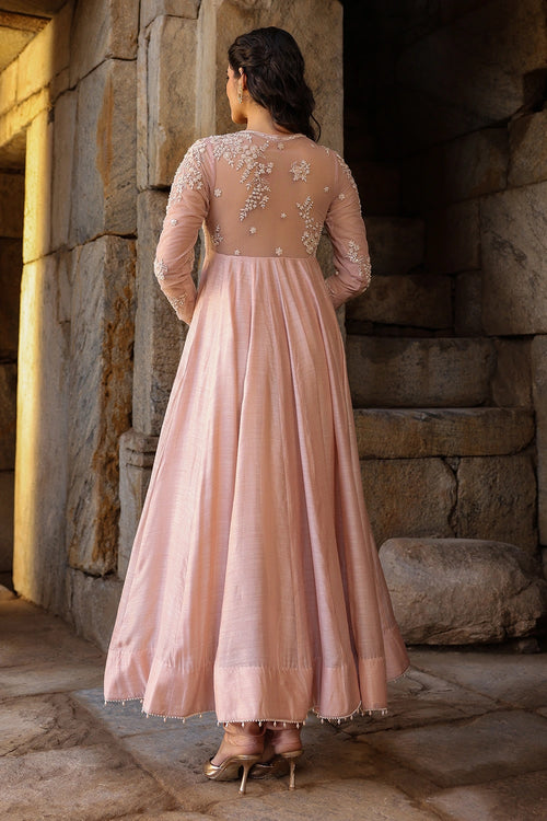 Vaayu Light Pink Applique Kalidar Set