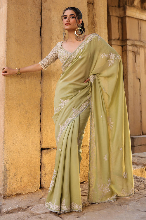 Vaayu Green Bail Buti Saree Set