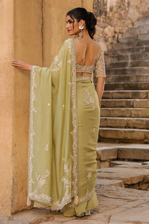 Vaayu Green Bail Buti Saree Set