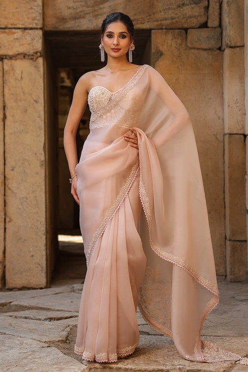 Vaayu Light Pink Corset Saree Set