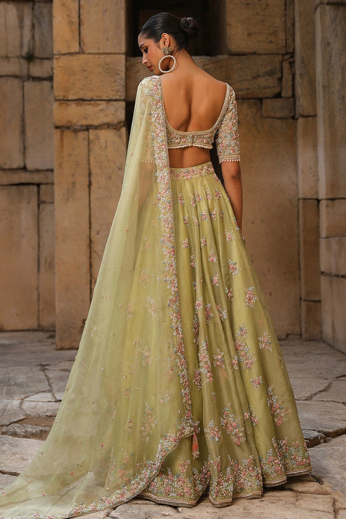 Vaayu Green Multicolor Phool Lehenga Set