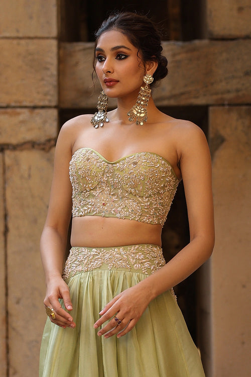 Vaayu Green Jacket Lehenga Set