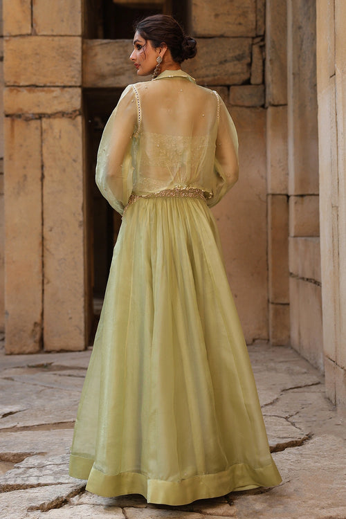 Vaayu Green Jacket Lehenga Set