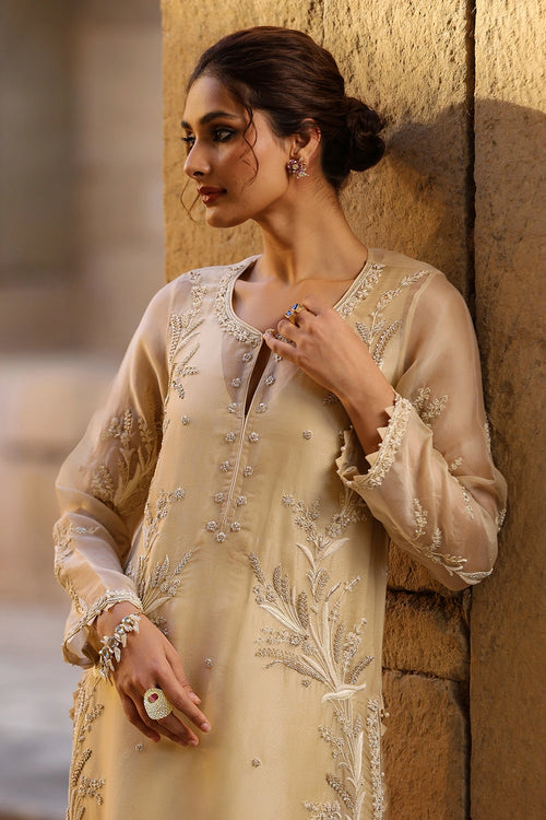 Vaayu Beige Phool Patti Kurta Set