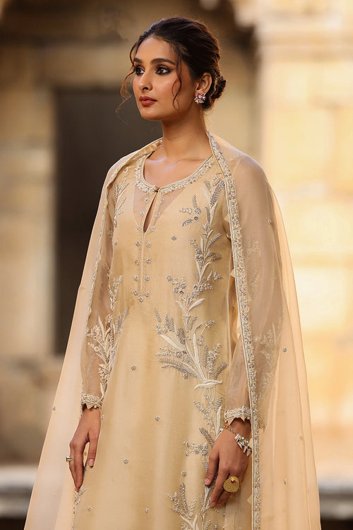 Vaayu Beige Phool Patti Kurta Set