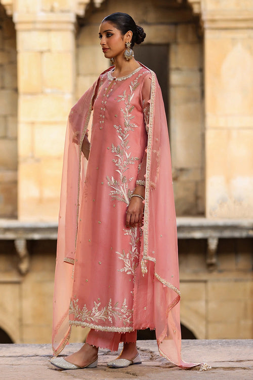 Vaayu Pink Phool Patti Kurta Set