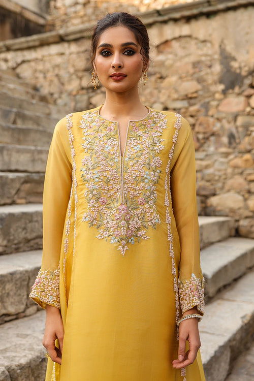 Vaayu Yellow Heavy Pheran Kurta Set