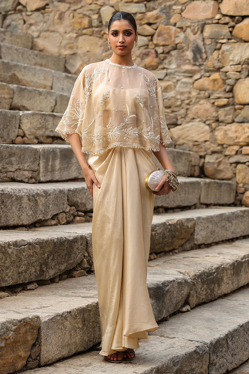 Vaayu Beige Cape Set