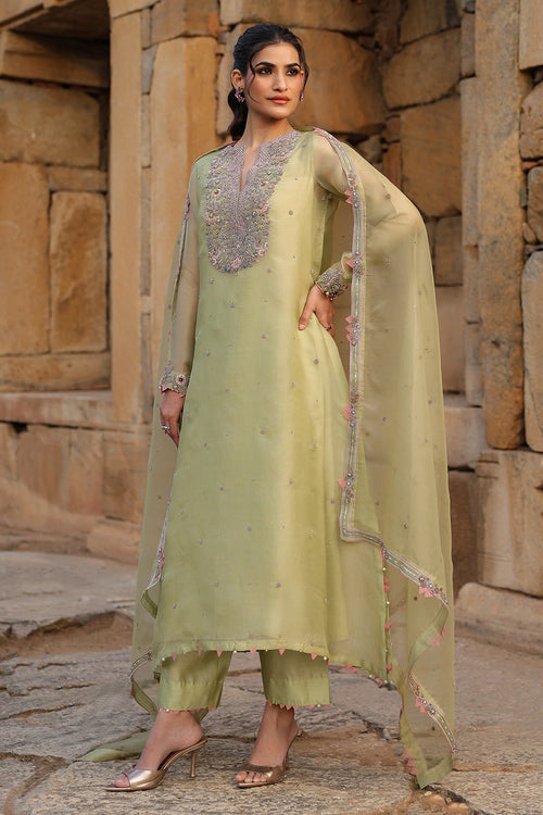 Vaayu Green Heavy Neck Kurta Set