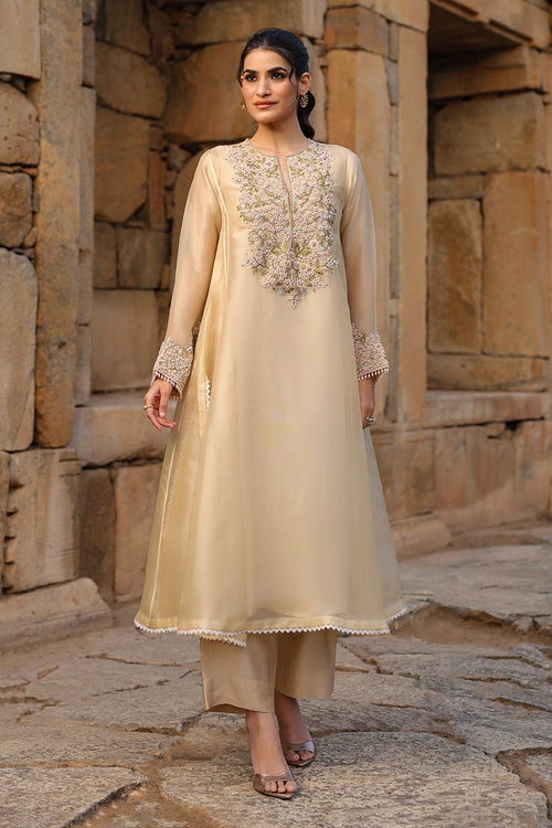 Vaayu Beige Pheran Kurta Set