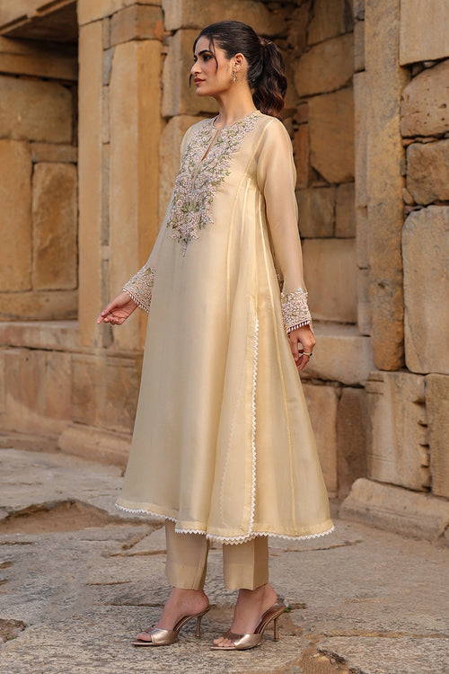 Vaayu Beige Pheran Kurta Set