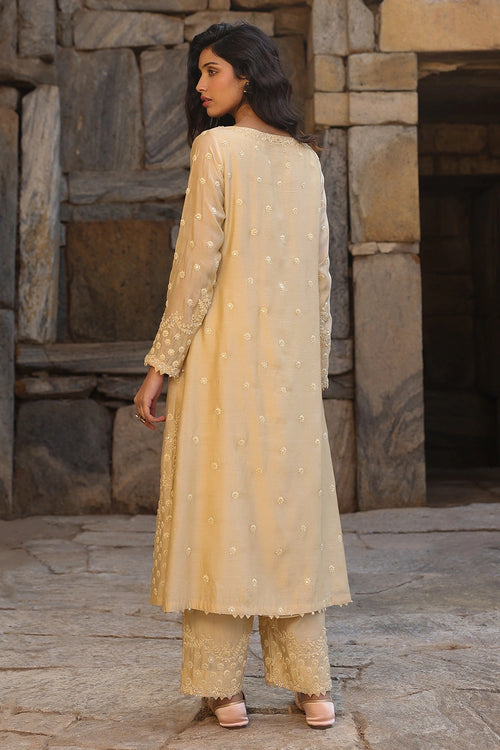 Vaayu Beige Light Buti Kurta Set