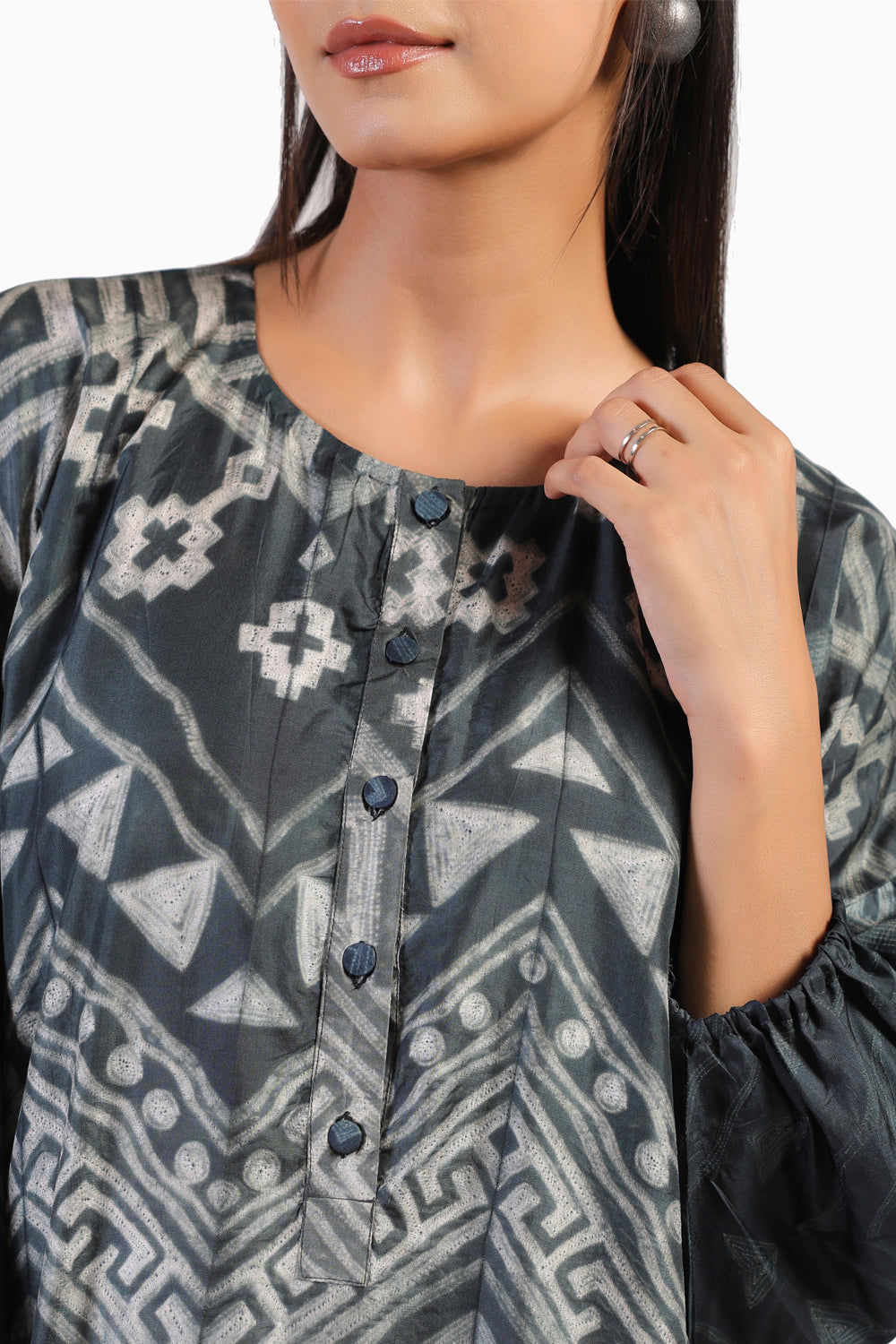 Tribal Black and Pink Ombre Shibori Kurta