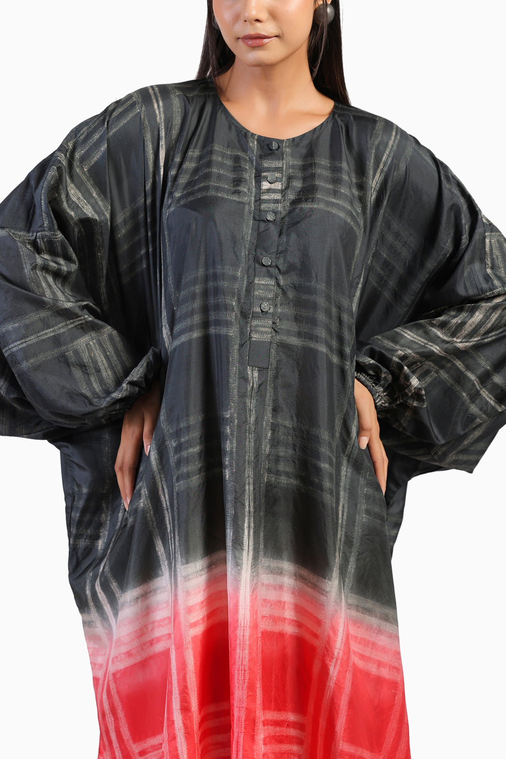 Geometric Shibori Kaftan Dress