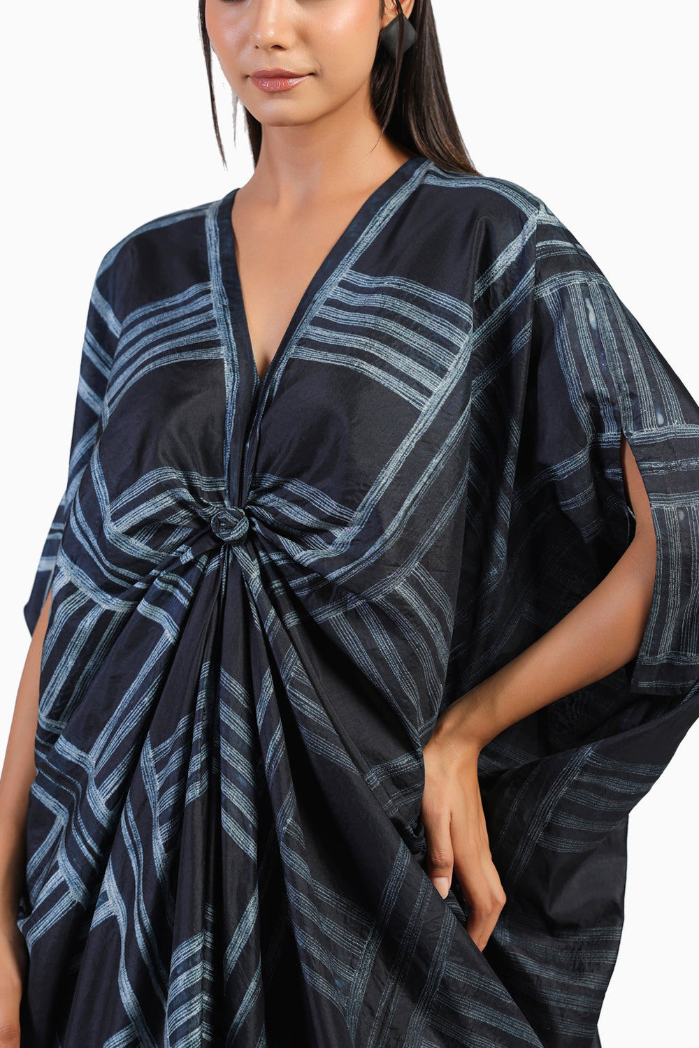 Black and Red Ombre Shibori Kaftan