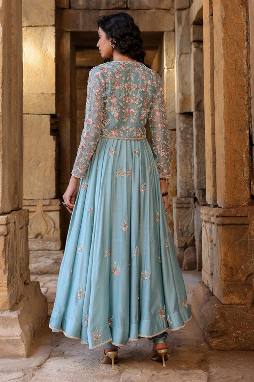 Vaayu Light Blue Heavy Koti Anarkali Set