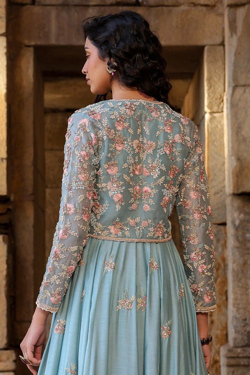 Vaayu Light Blue Heavy Koti Anarkali Set