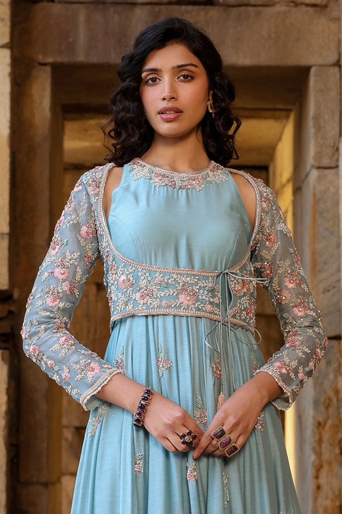 Vaayu Light Blue Heavy Koti Anarkali Set