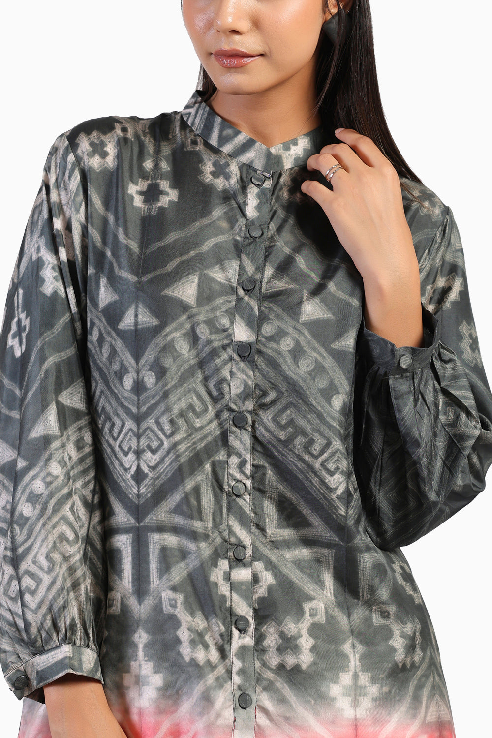 Tribal Front Open Ombre Shibori Kurta Set