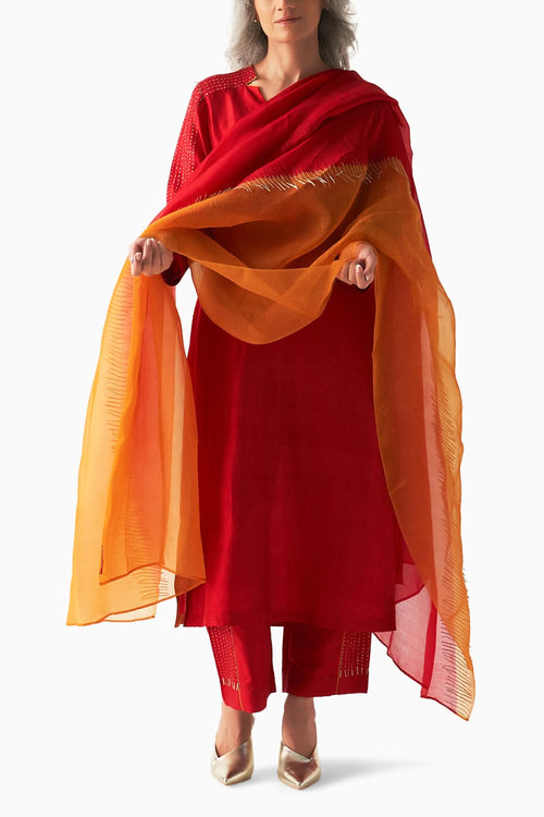 Mineral Yellow Red Metal Fringe Set