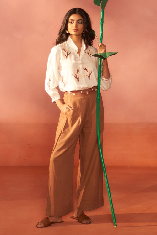 Tulip Tip Toe White and Brown Co-ord Set