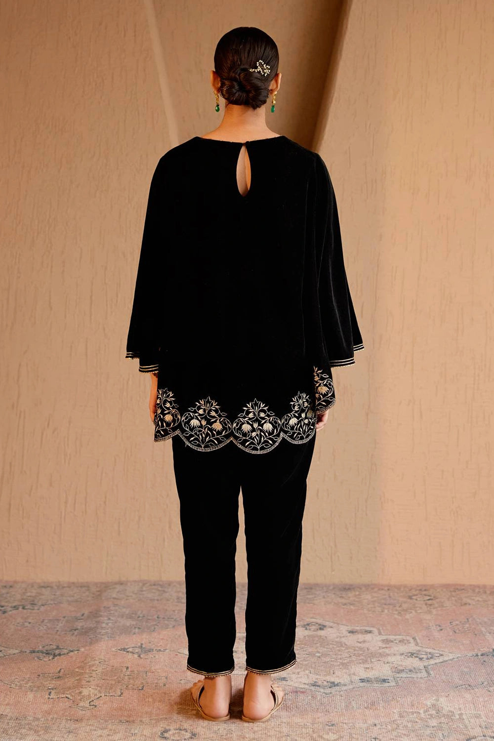 Black Velvet Kurta With Pants