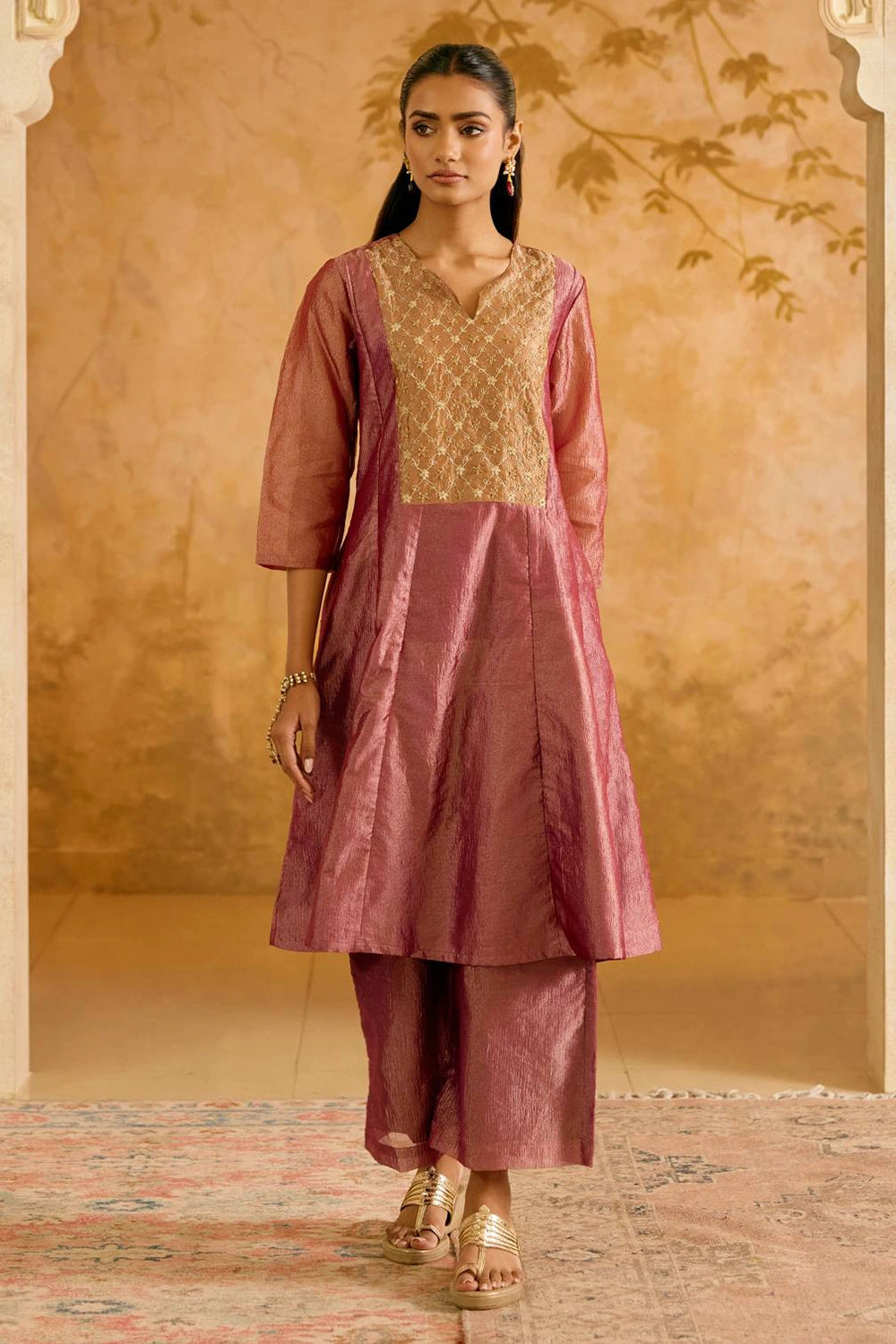 Purple Dori Anarkali With Pants