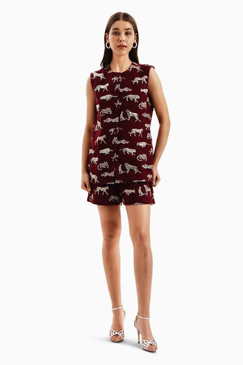 Maroon Leopard Jacket